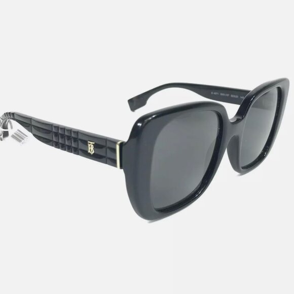 Ladies Burberry Sunglasses Black Square Frames with Gray Lenses - Picture 4 of 8